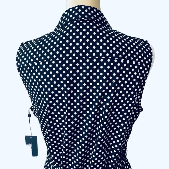 Tommy Hilfiger Shirtdress 100% Cotton Sleeveless Polka Dot Classic Navy NWT - Picture 5 of 11